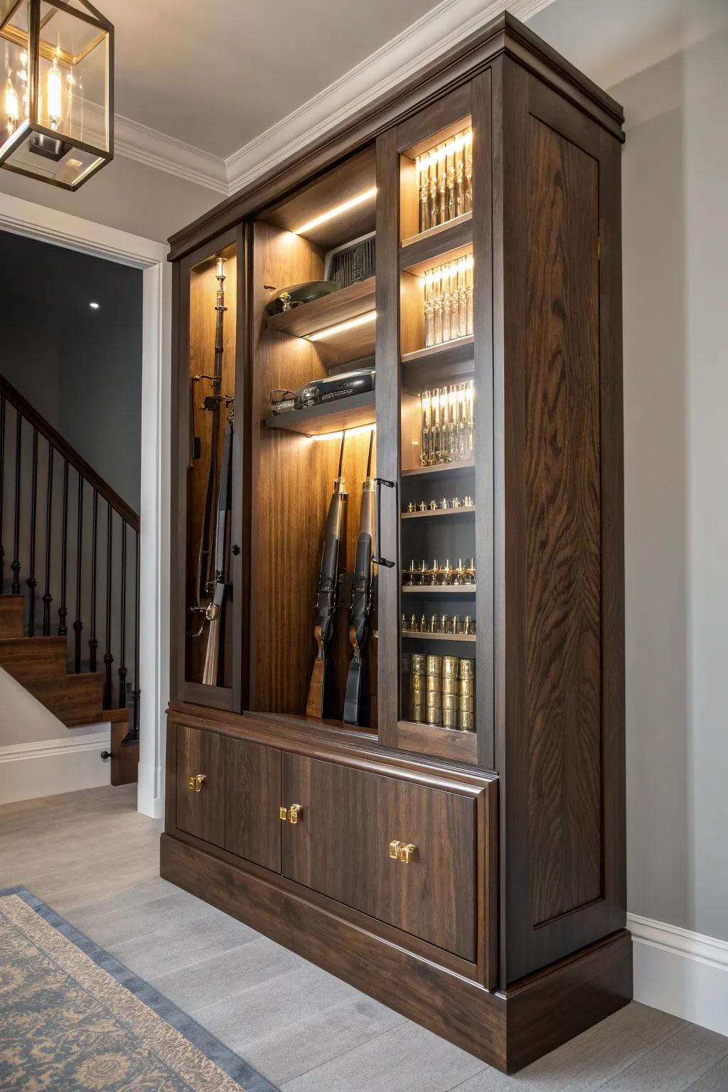 Elevate your space with a custom-built ammo cabinet that blends functionality and style.