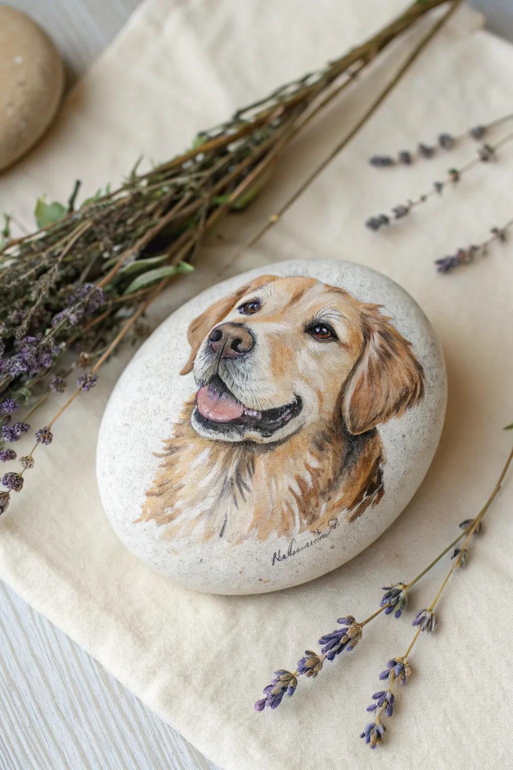 Capture the heart of your favorite furry friend with the minimalist charm of Scandinavian-inspired rock art.