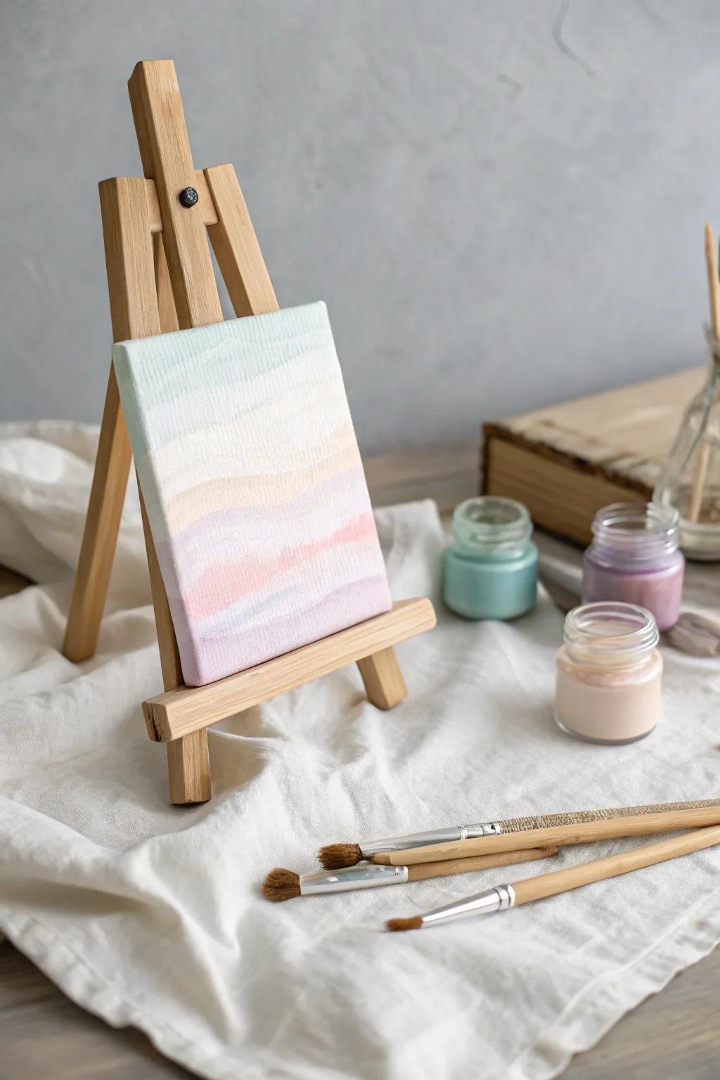 Encourage creativity and exploration with layered colors in a serene, minimalist setting.