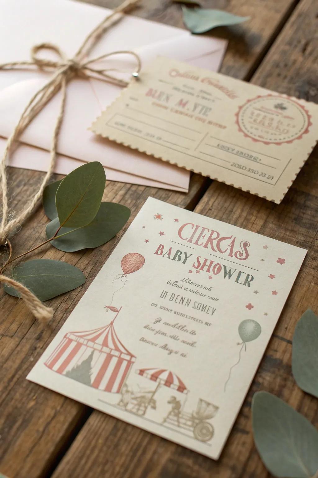 Step right up to the sweetest celebration with this charming vintage circus invitation!