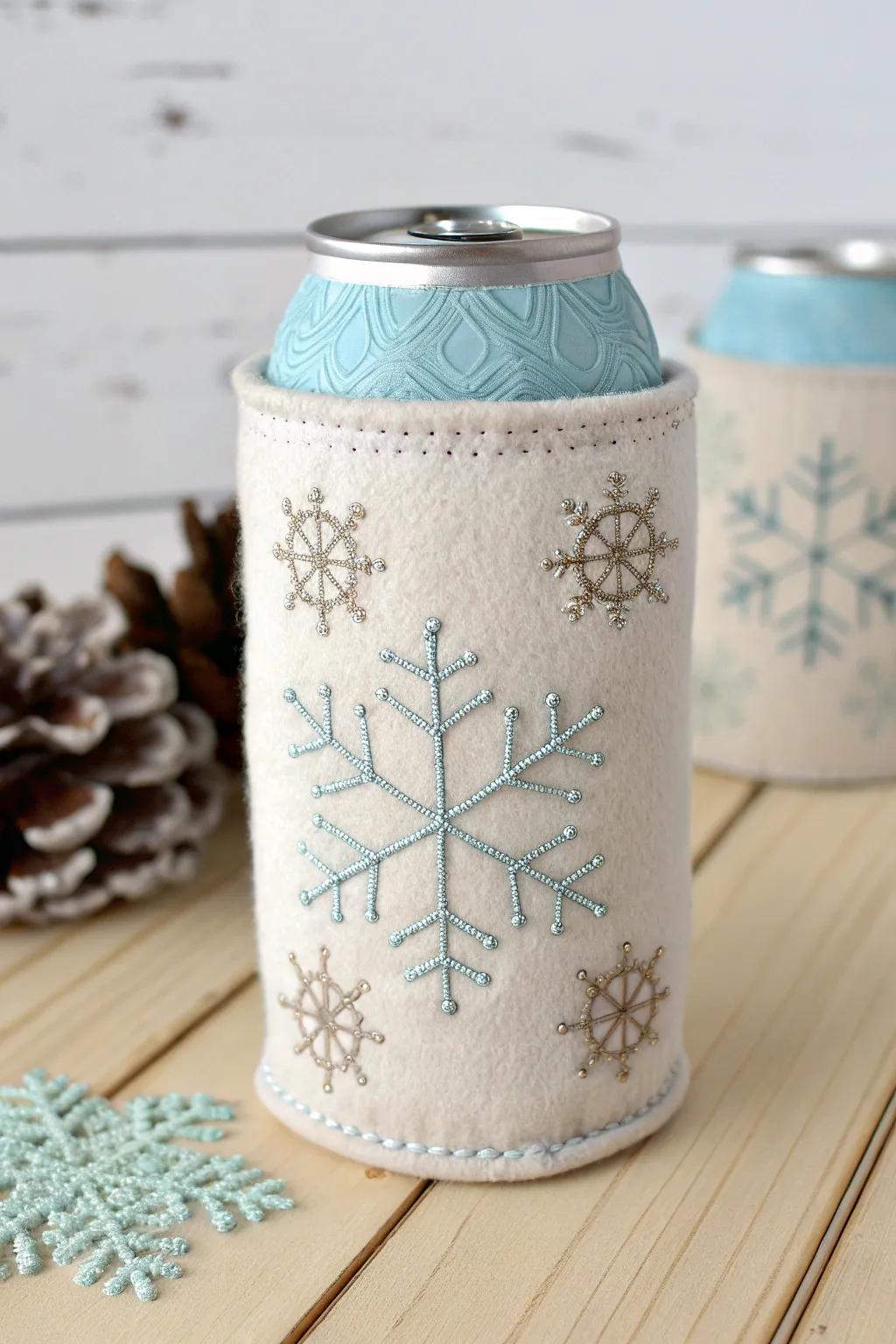 Celebrate in style with this beautifully handcrafted winter-themed baby shower koozie, where simplicity meets seasonal elegance.
