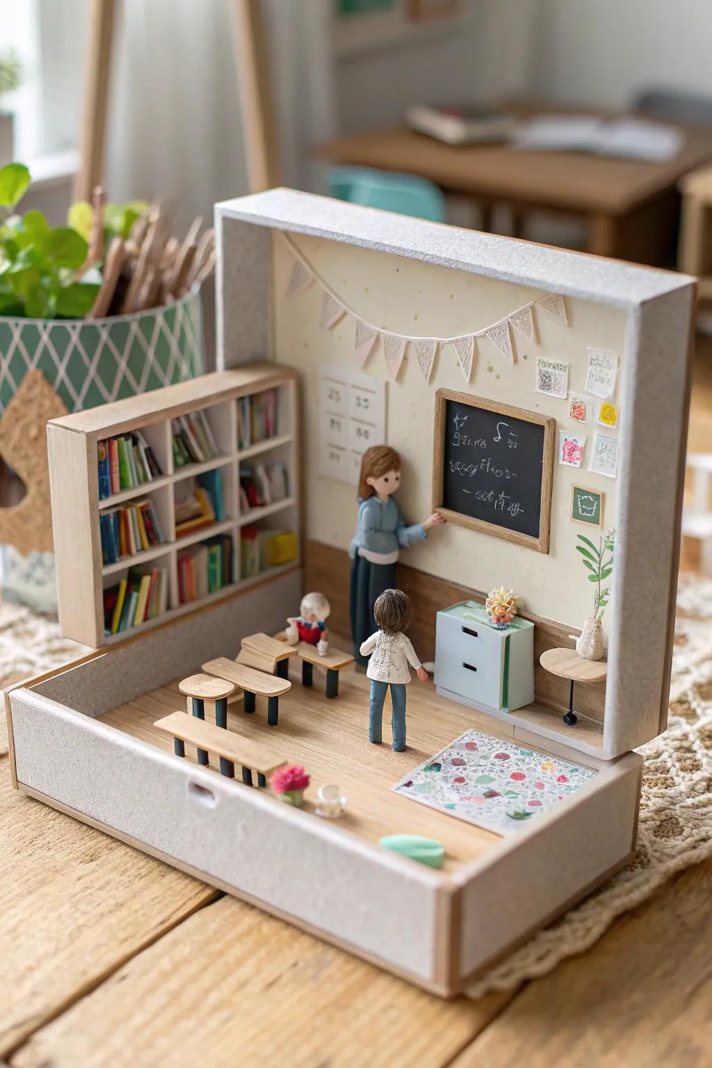 Step into a world of imagination with this charming mini classroom diorama, where simplicity meets endless creativity!
