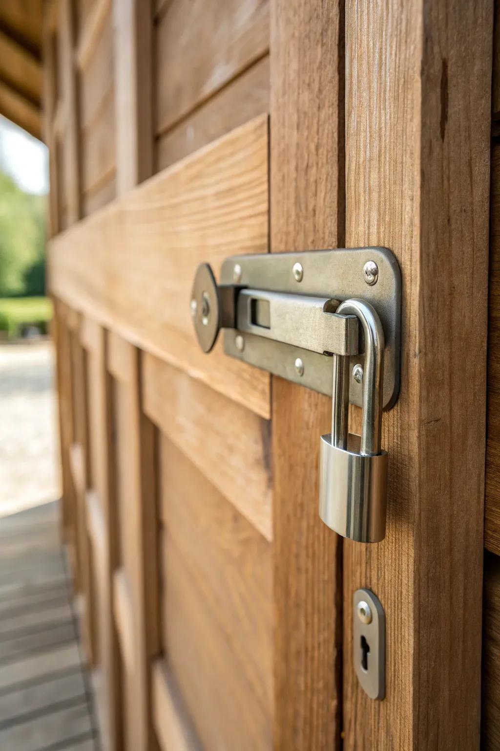 Elevate your barn door with a sleek hasp lock, where modern elegance meets rustic charm.