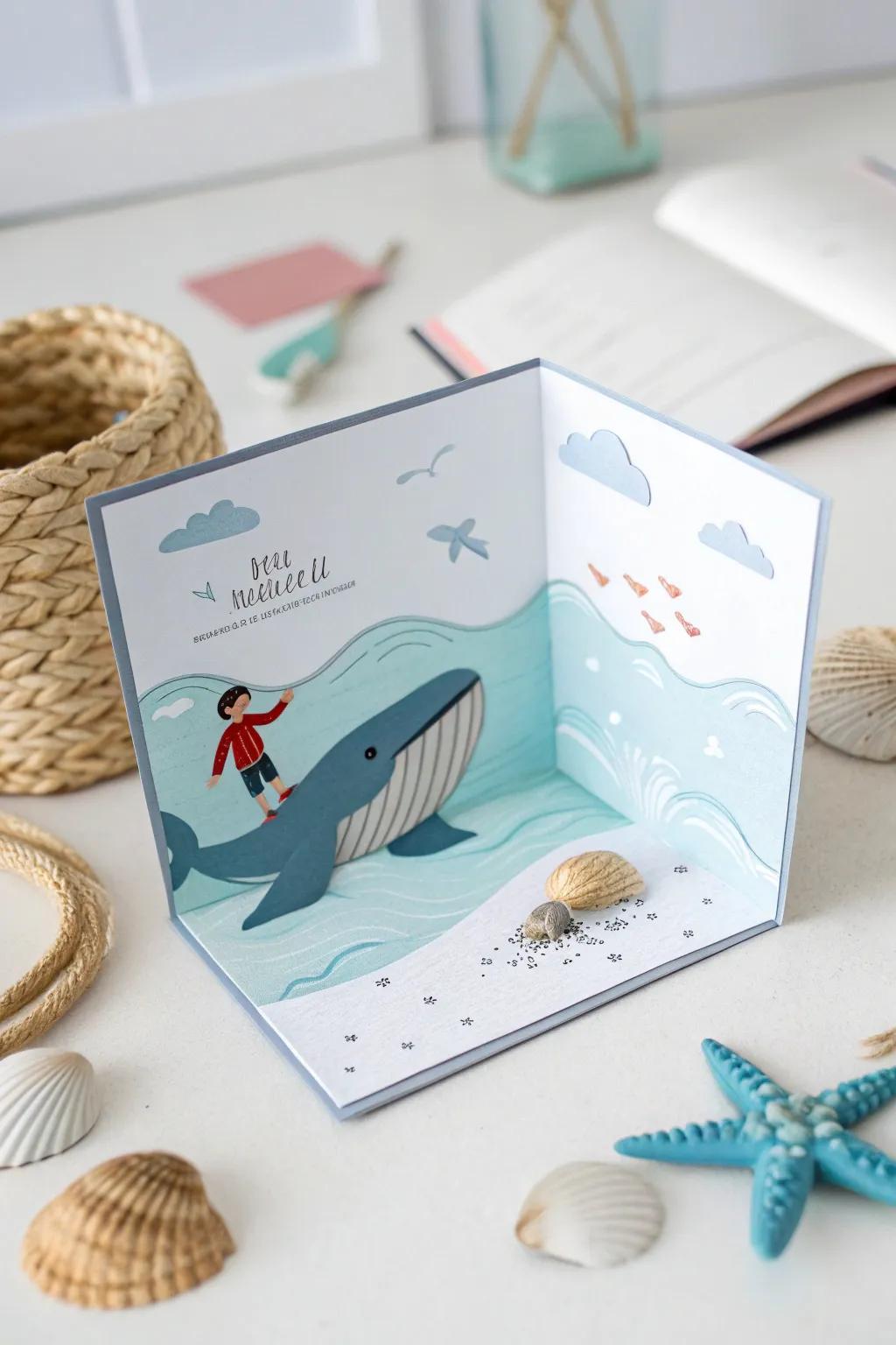 Dive into the story of Jonah and the Whale with this beautifully crafted pop-up card, a perfect blend of simplicity and creativity.