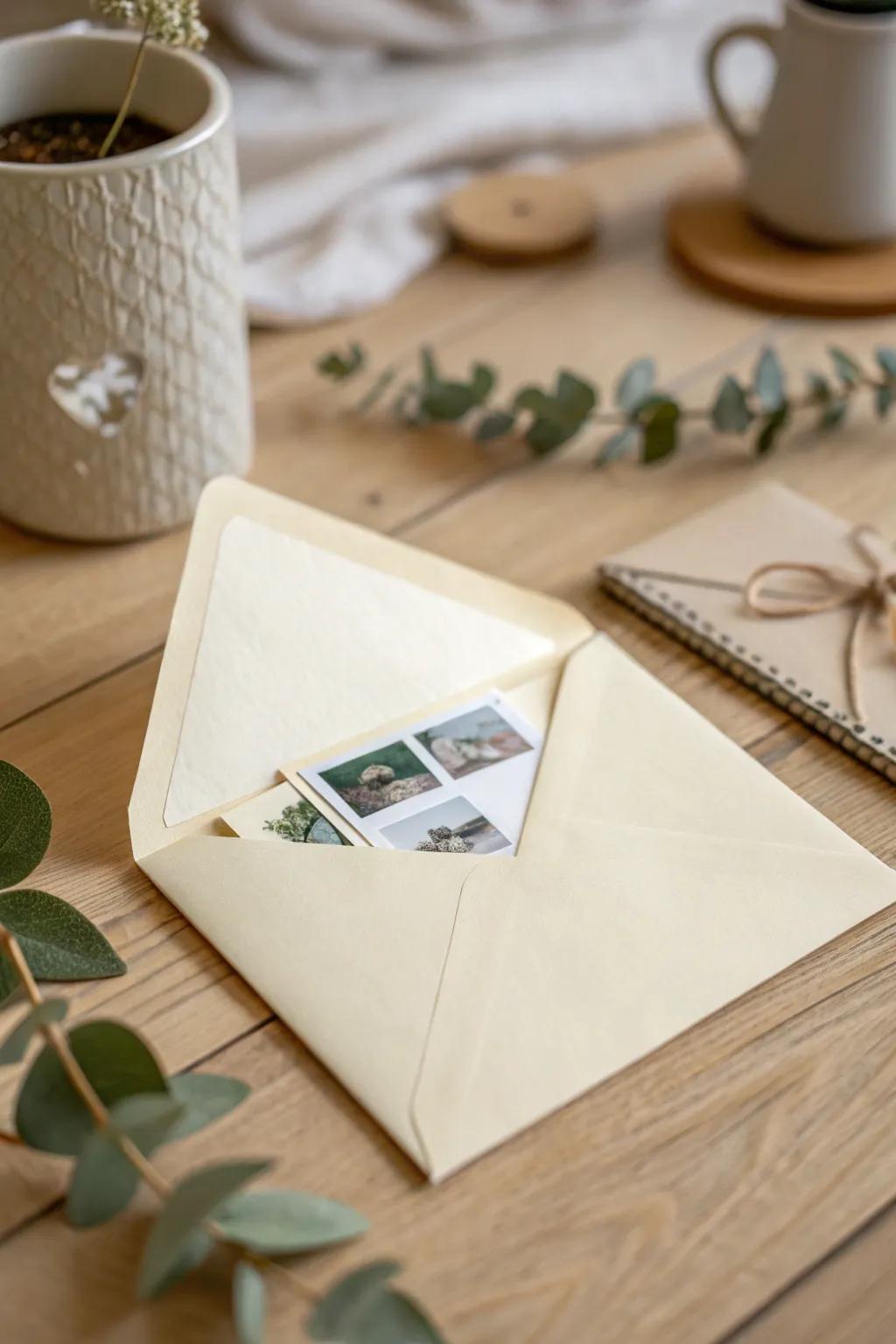 Unveil cherished memories with a surprise mini envelope of photos in your birthday card. 🎉📸✨