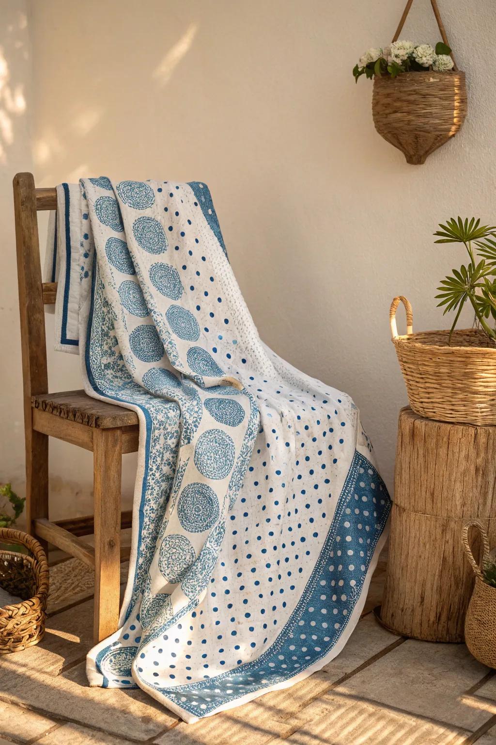 Embrace whimsy with our Polka Dot Quilt—perfect for adding a playful touch to any space.