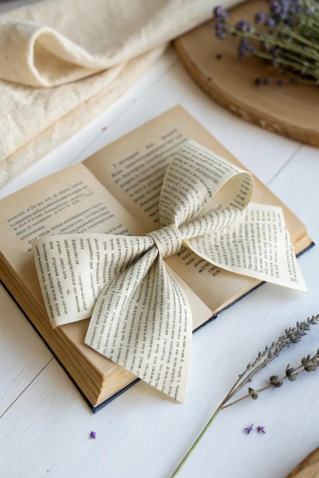 Add a touch of literary charm to your gifts with eco-friendly book page bows. Perfect for those who appreciate the beauty in simplicity.
