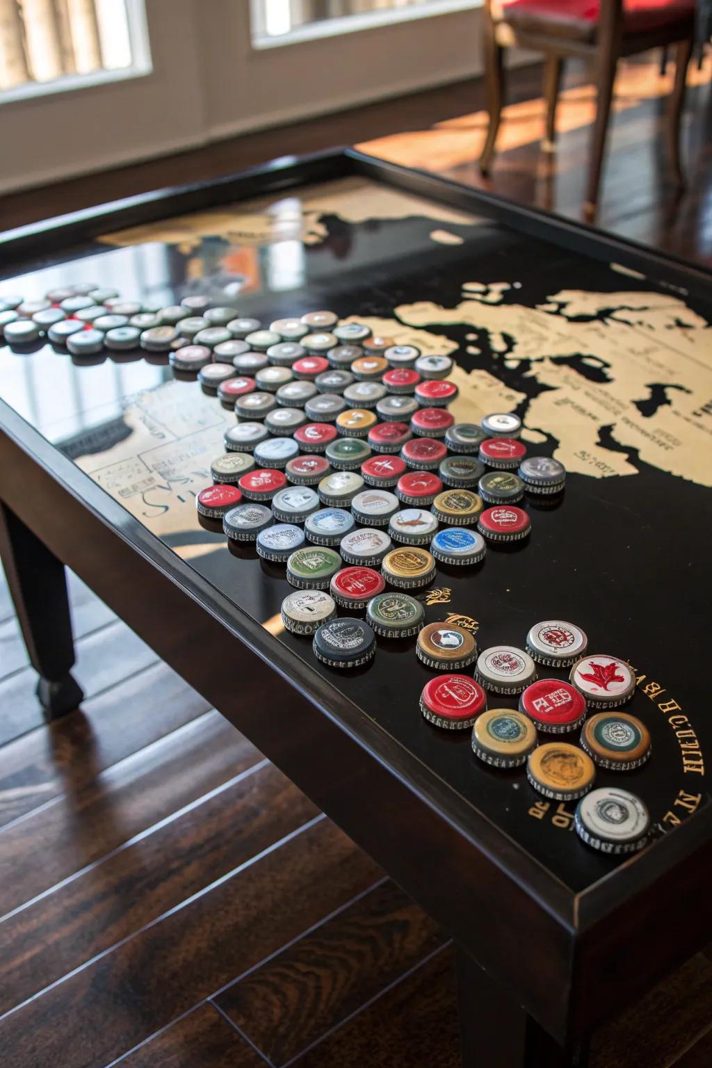 Map your memories in style: A unique table that tells the story of your travels.