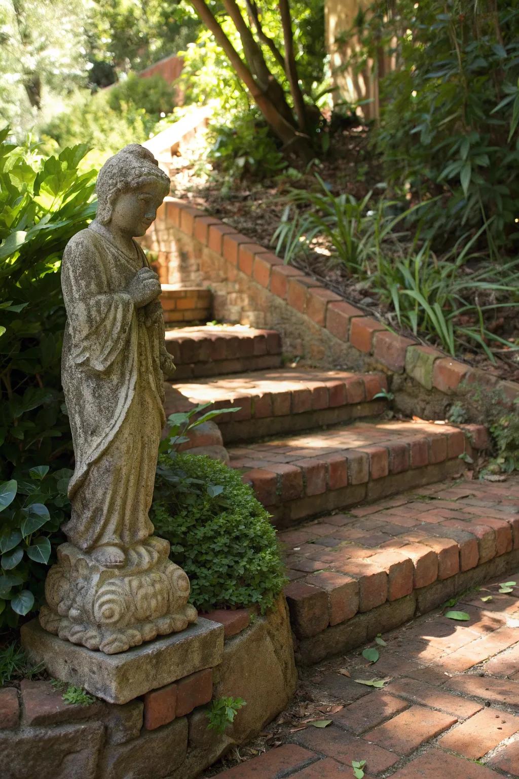 Elevate your garden with timeless charm—discover the allure of adding classic ornaments to your brick steps.