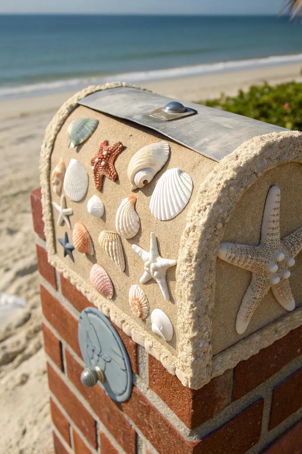Transform your mailbox into a seaside retreat with elegant seashell decor.