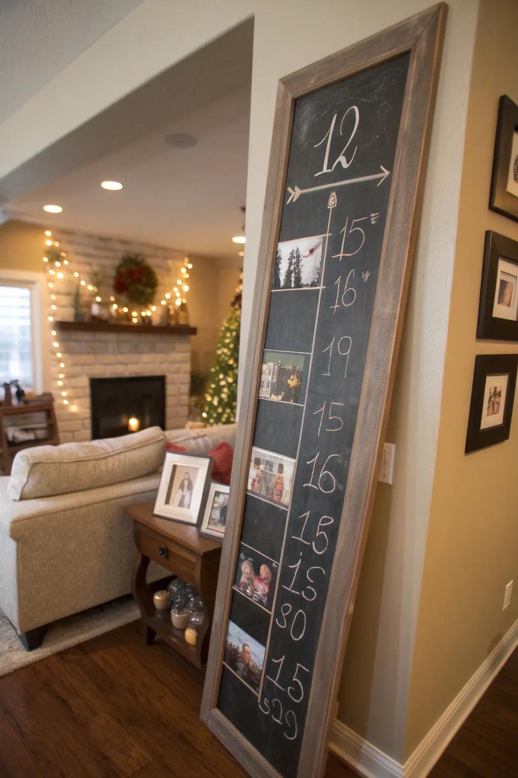 A timeline chalkboard tells the couple’s love story in a creative way.