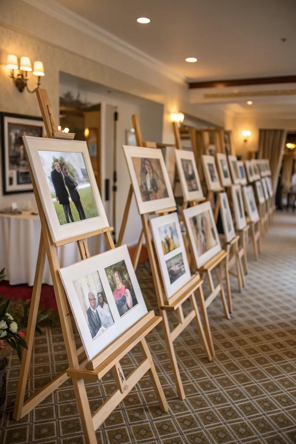 Mini easels creating intimate photo moments.
