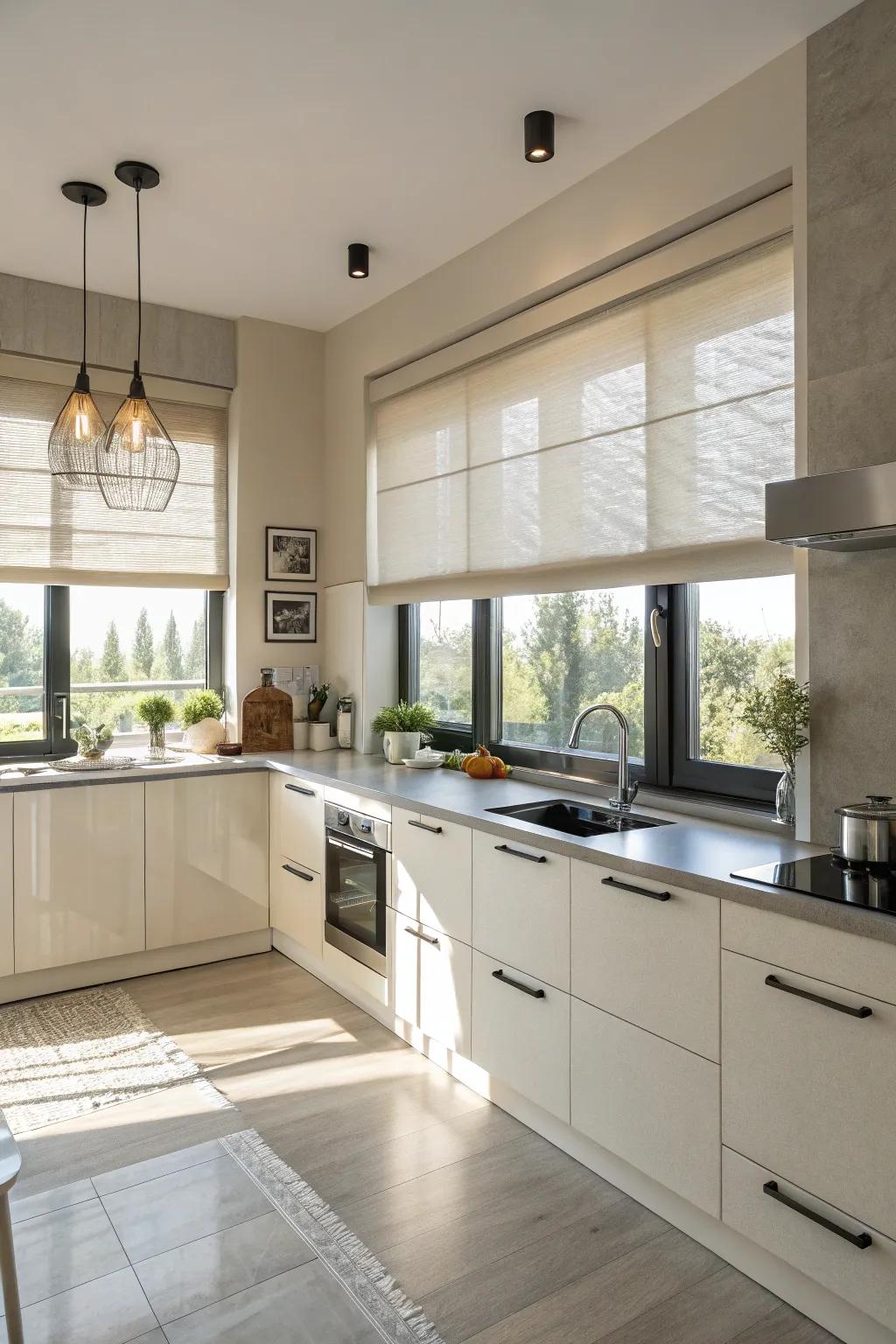 New window treatments can brighten up your kitchen.