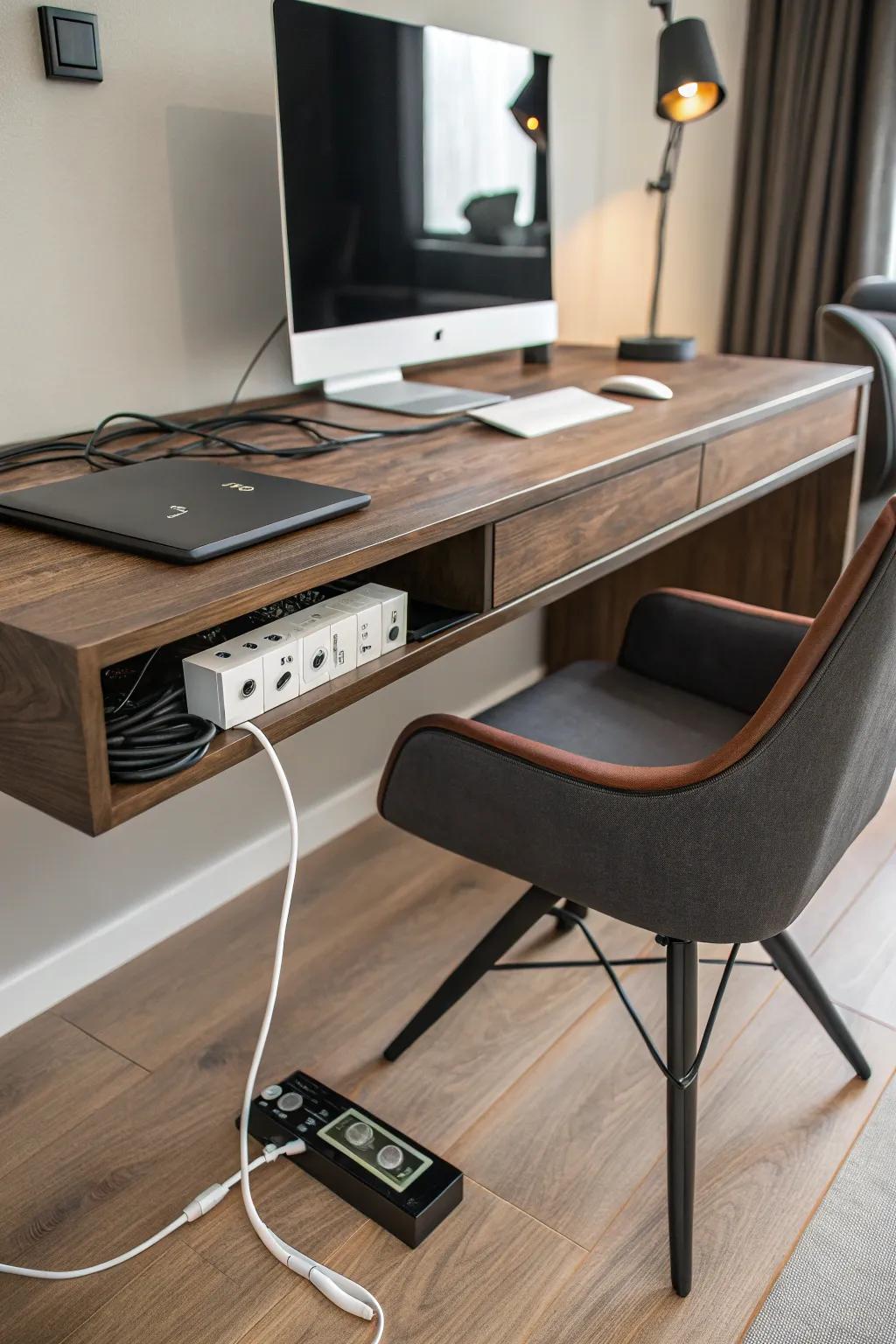 Transform your workspace with a sleek cable trough for ultimate cable management.