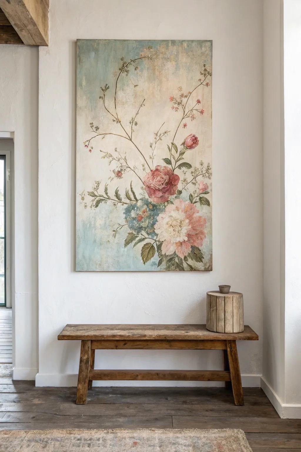 Embrace timeless beauty with vintage-inspired canvas art.