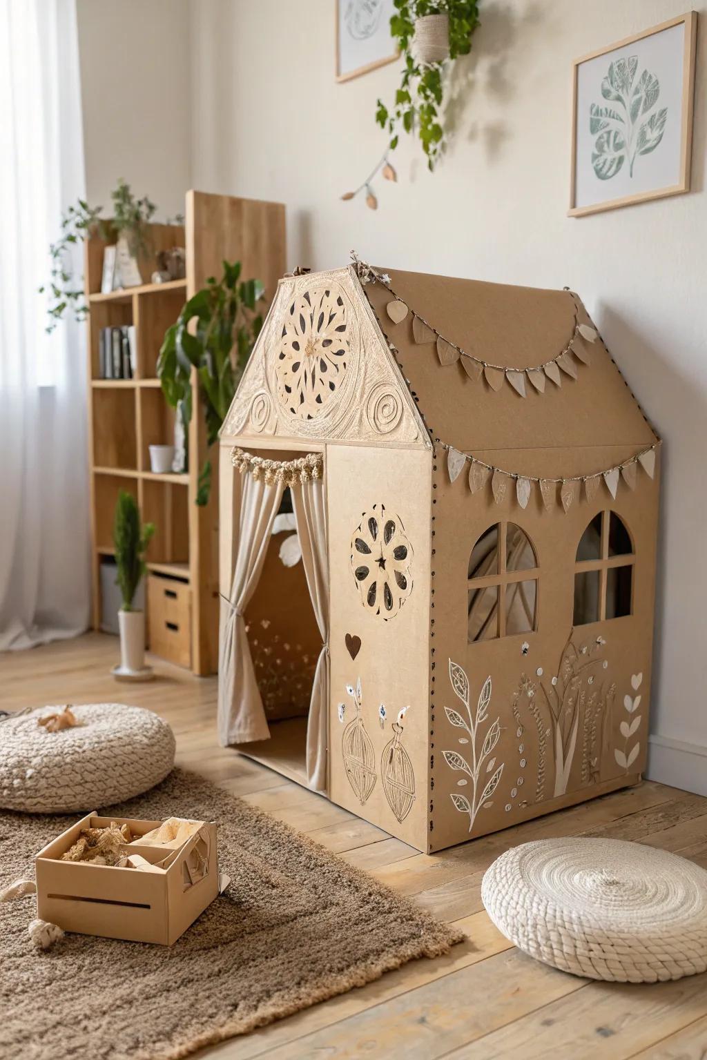 Let your imagination take center stage with this charming cardboard puppet theater!