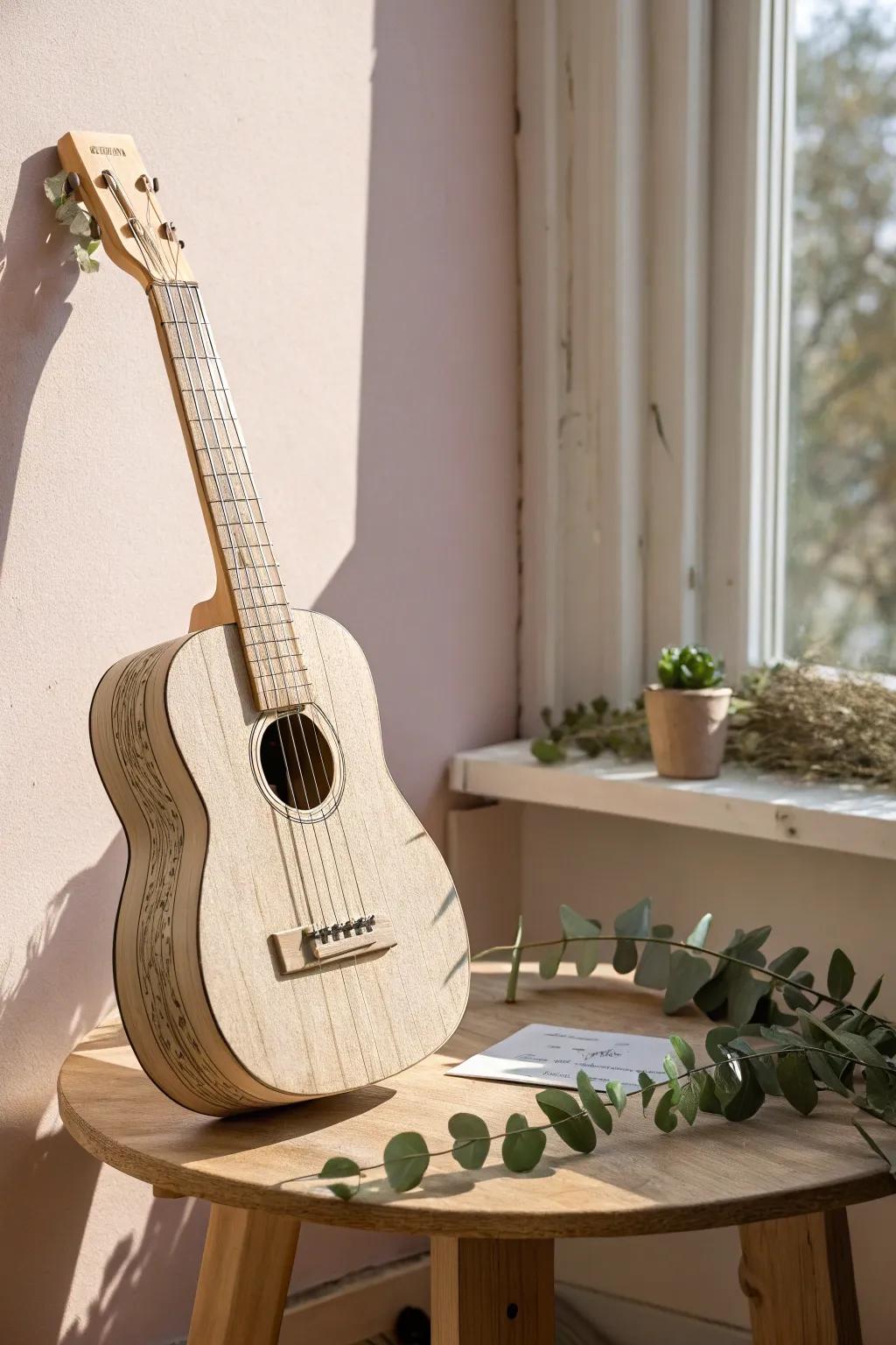 Strum the beauty of simplicity with this handcrafted cardboard guitar, where minimalist design meets musical creativity.