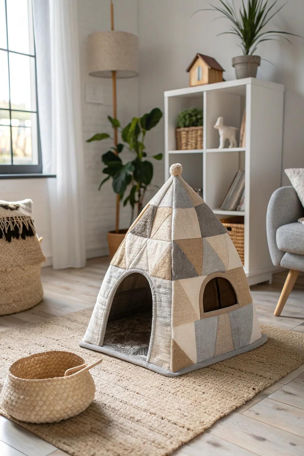 Craft your cat a cozy corner with this charming carpet castle—where minimalist design meets feline fun!