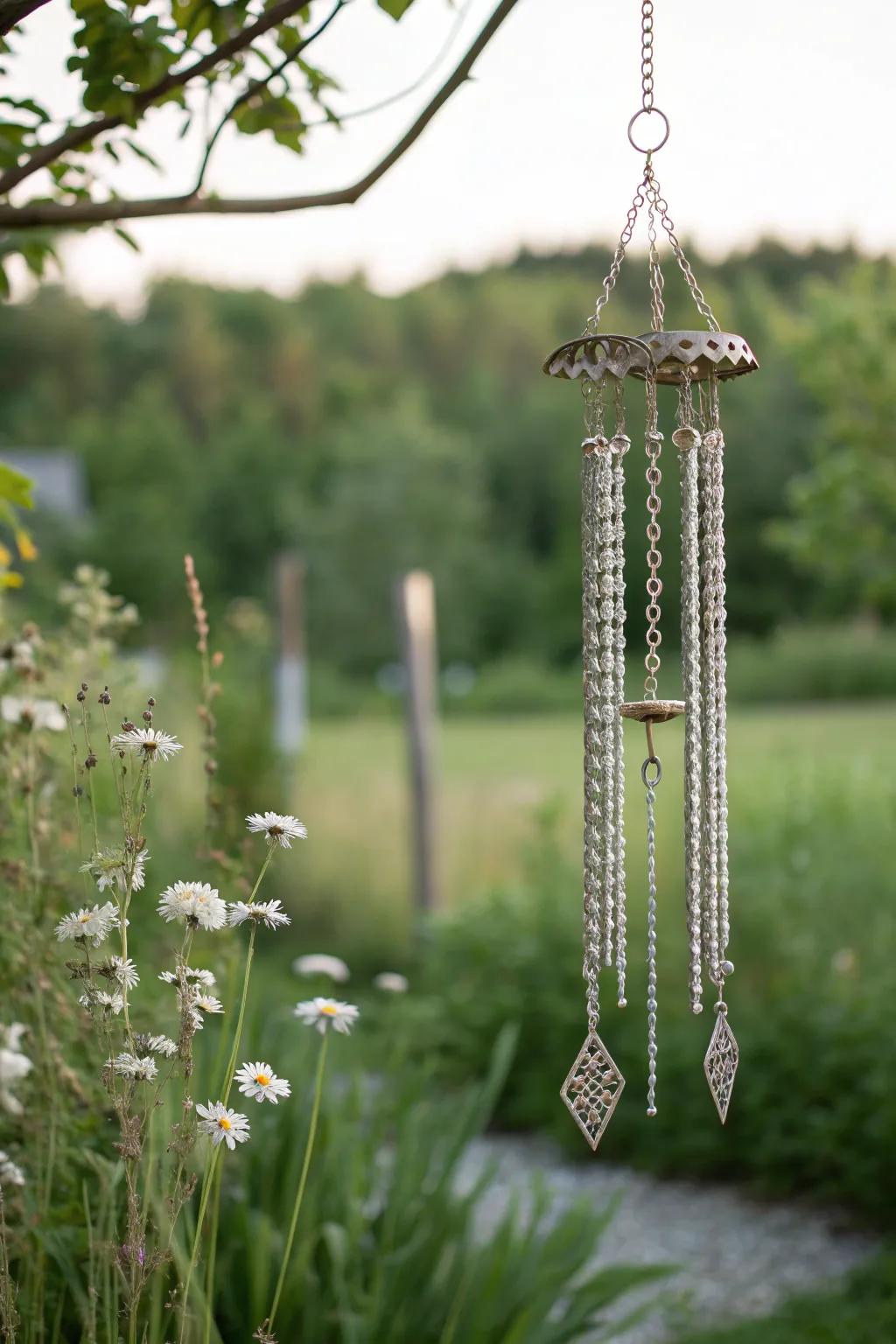 Embrace tranquility with the elegant charm of chain wind chimes.