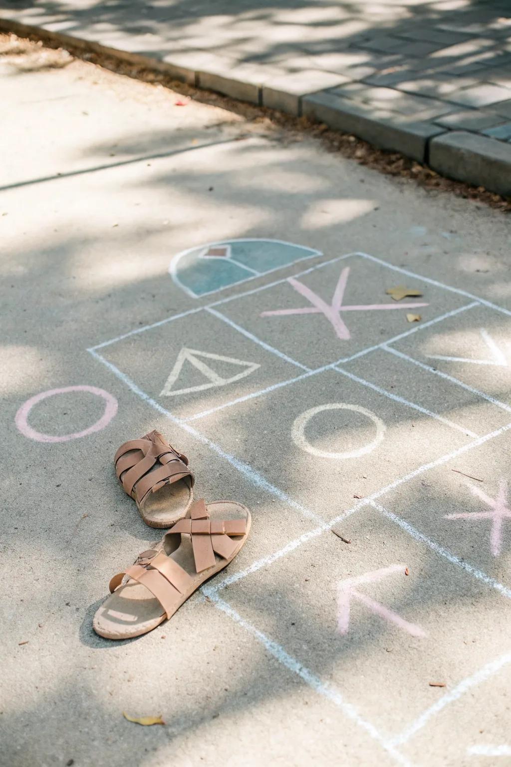 Unleash your creativity with a whimsical chalk shape shuffle – where simplicity meets playful elegance.