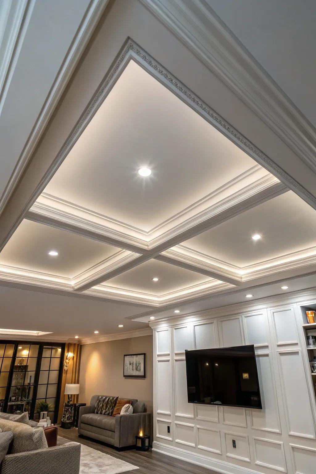 Transform your space with chic recessed lighting in your drop ceiling for a modern, inviting look.