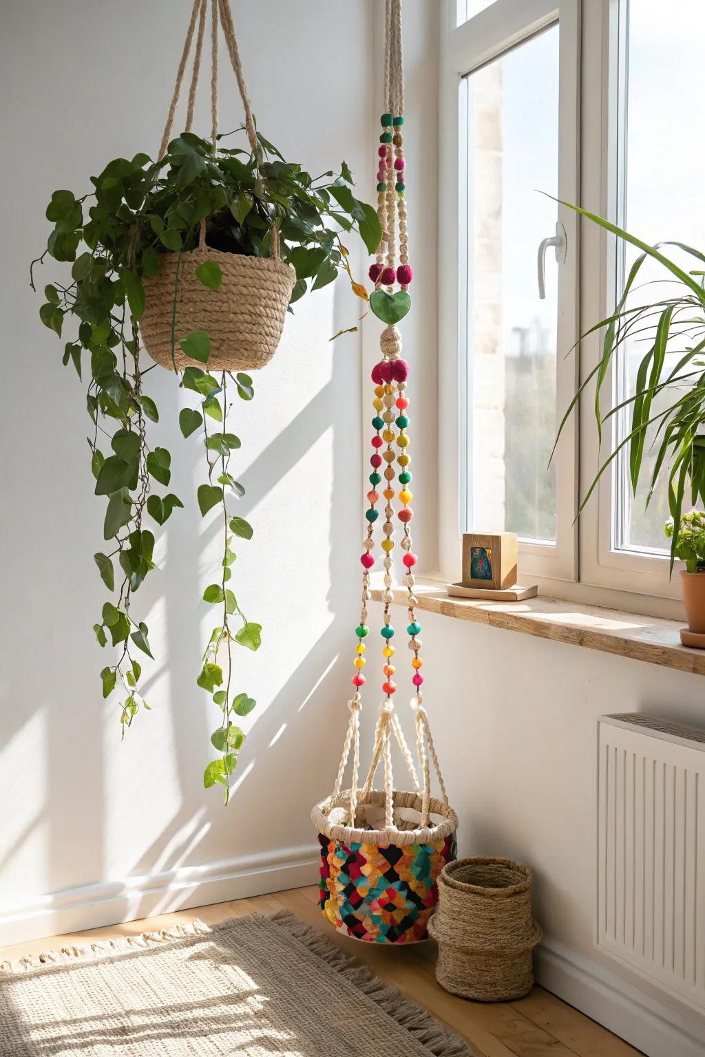 Elevate your indoor jungle with our vibrant Kandi plant hangers — where color meets craftsmanship.