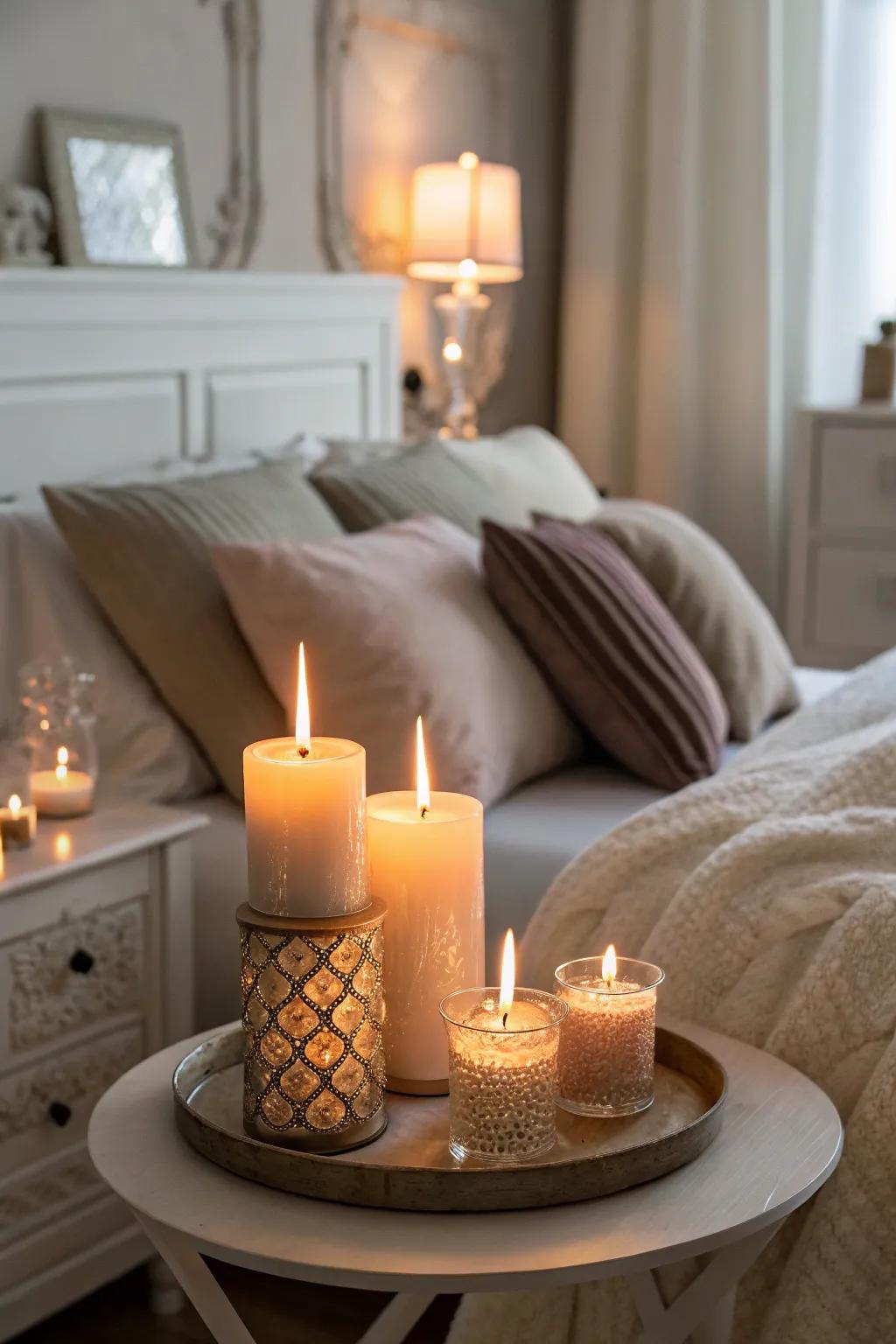 Candles add warmth and romance.