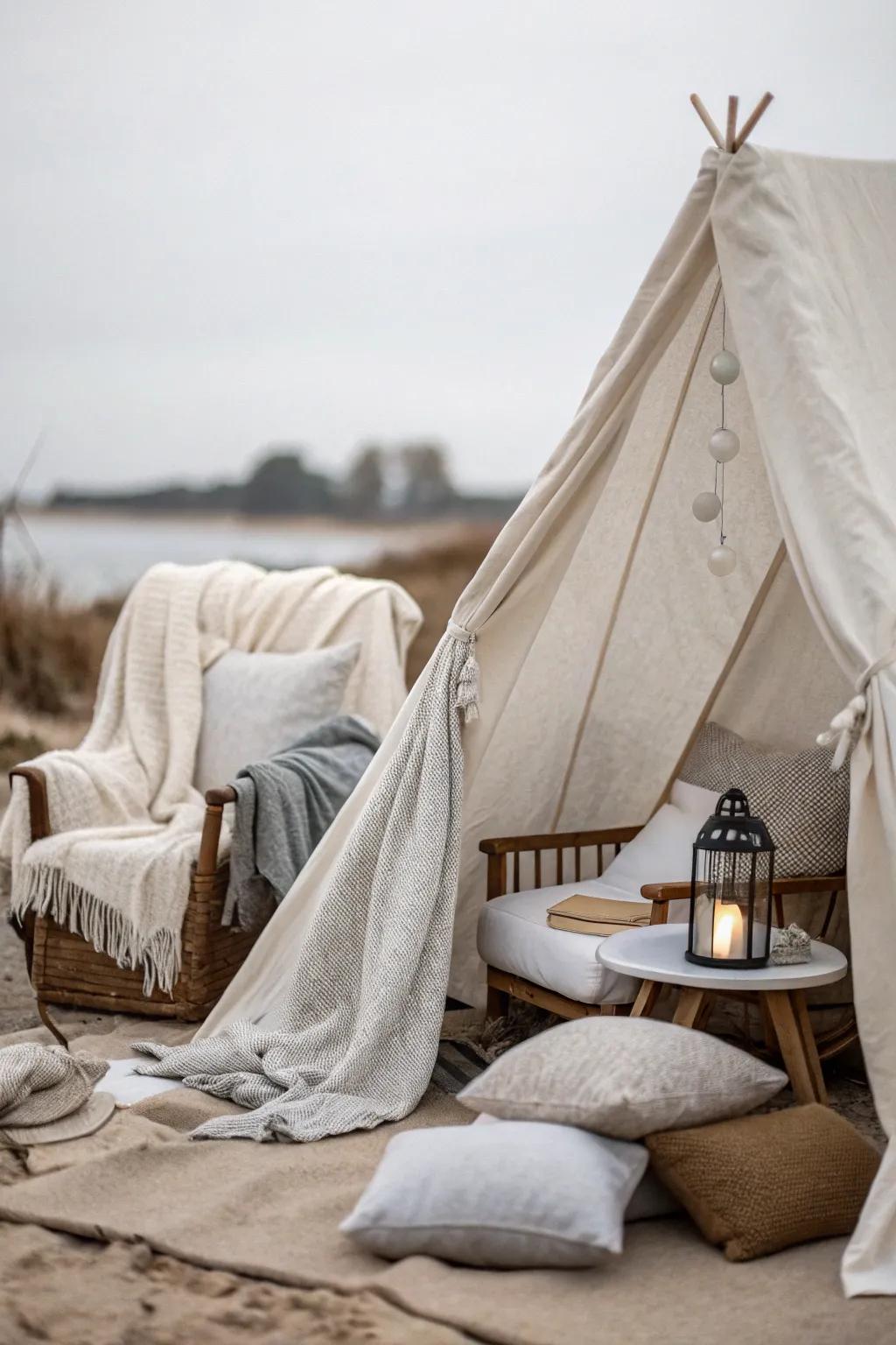 A minimalist zen den for peaceful reflection.