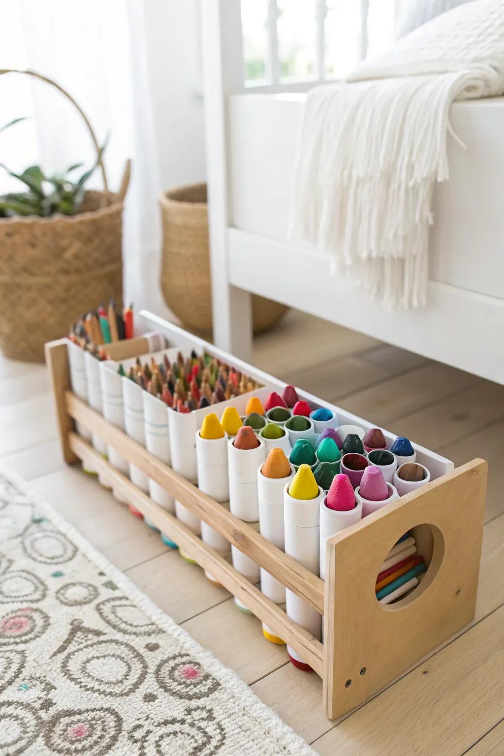 Transform your crayon chaos into colorful order with this chic PVC pipe organizer!