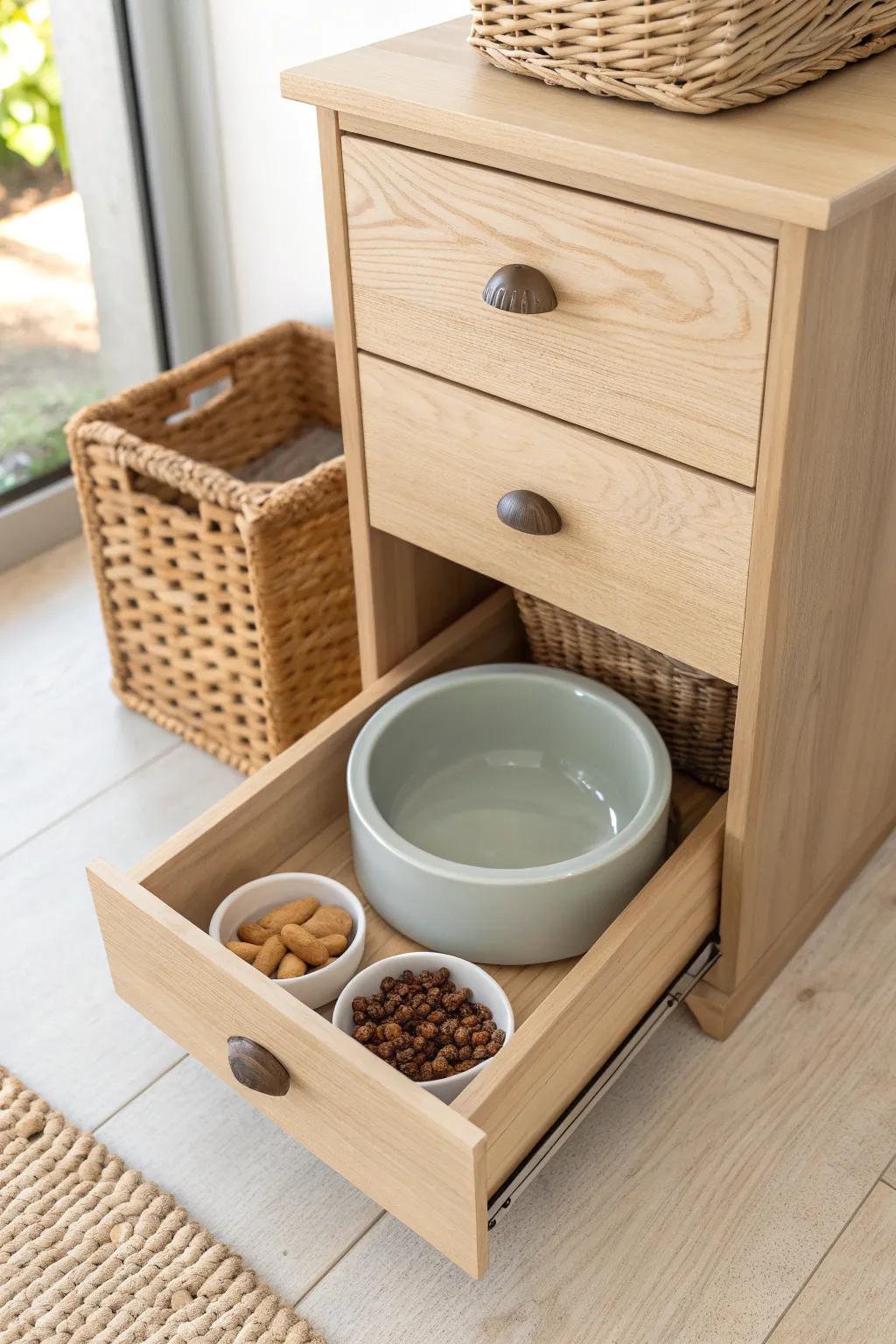 Transform your space with this chic and functional upcycled pet feeding station.