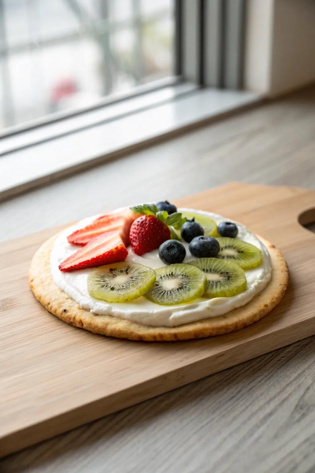 Simplicity at its best: Embrace the beauty of minimalism with this artful fruit pizza design!