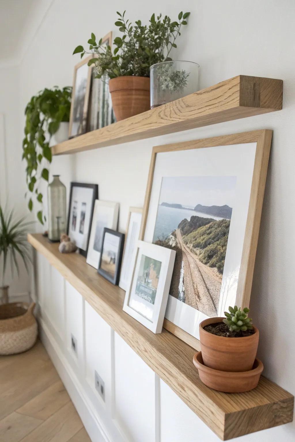 Elevate your space with a sleek photo ledge, perfect for showcasing ever-changing memories in style.