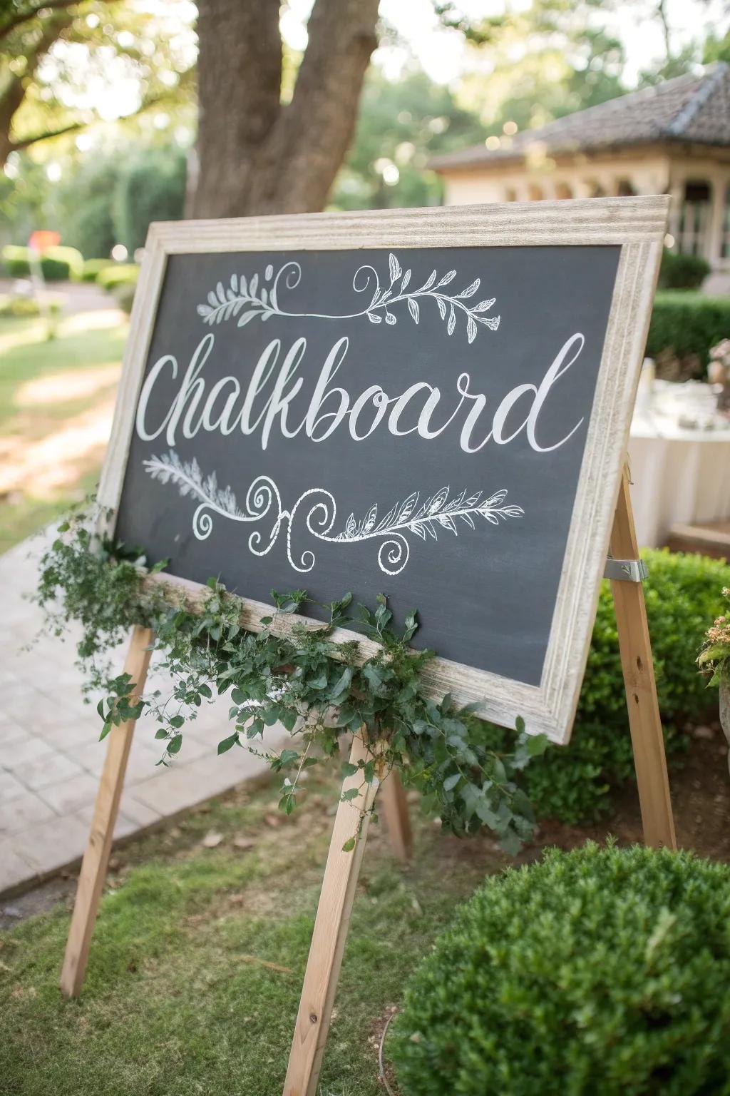 Elevate your yard sale with charming chalkboard elegance.