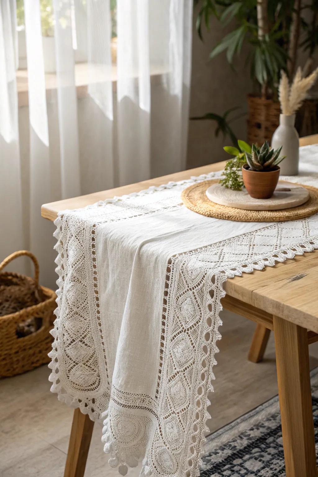 Elegance in Every Loop: Discover the timeless beauty of lacy crochet borders.