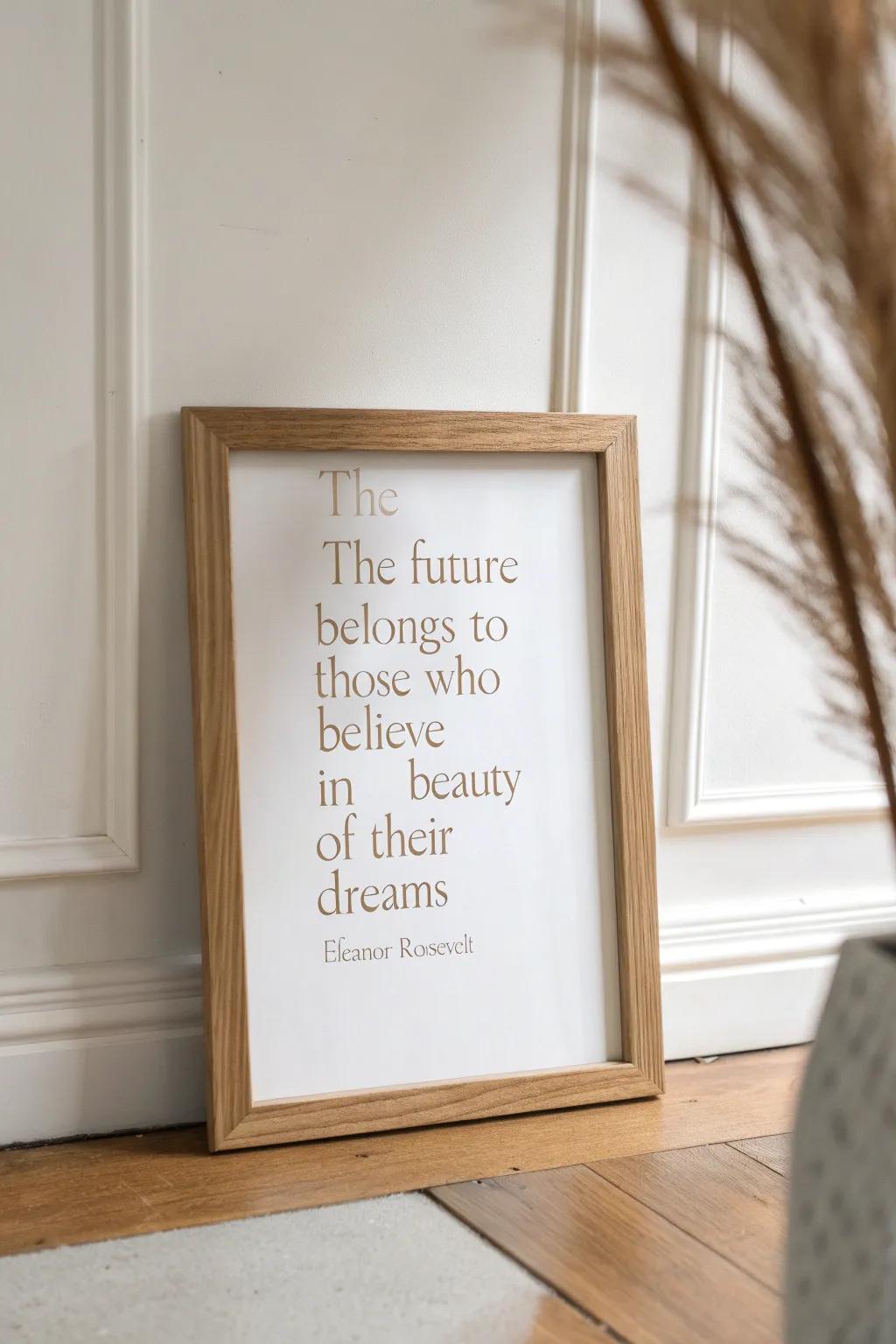 Let your dreams guide you with this beautifully crafted quote poster. Perfect for a touch of inspiration in any minimalist space.