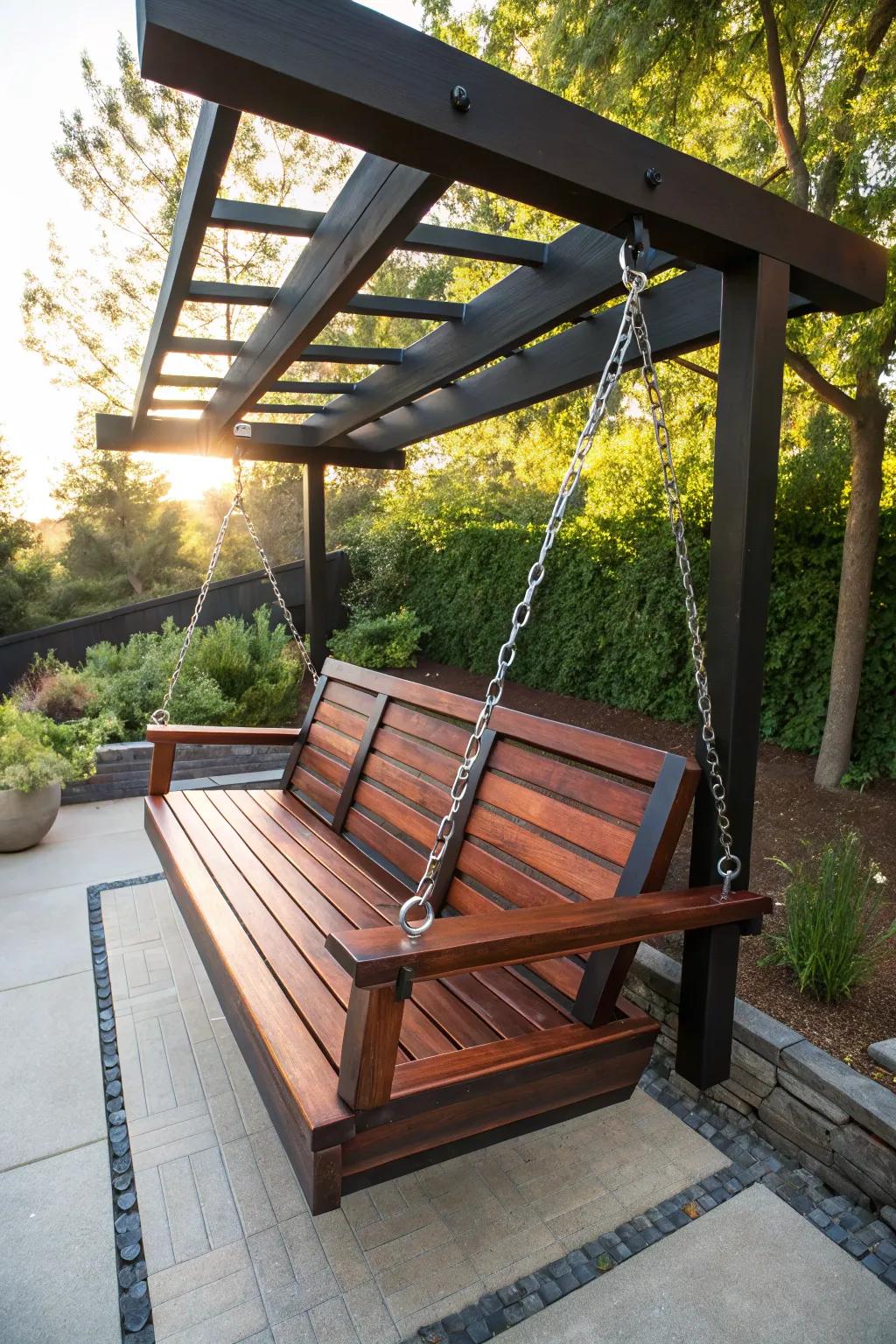 Transform your backyard with this sleek convertible bench swing – perfect for both swinging and lounging.