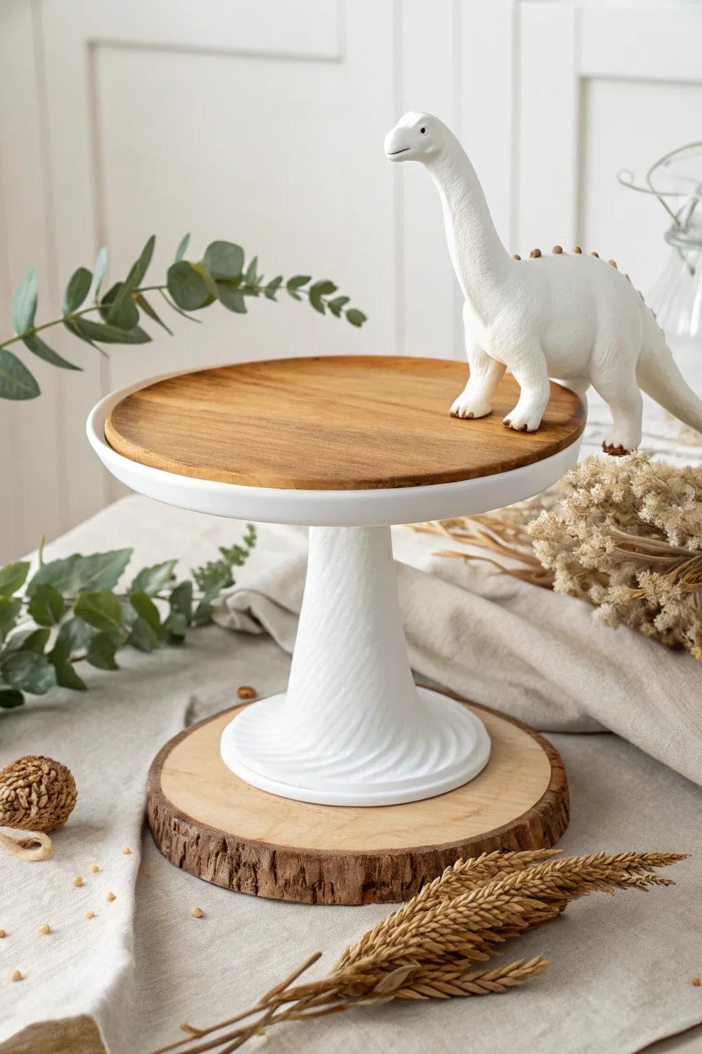 Add a whimsical touch to your party with this charming dinosaur cake stand!