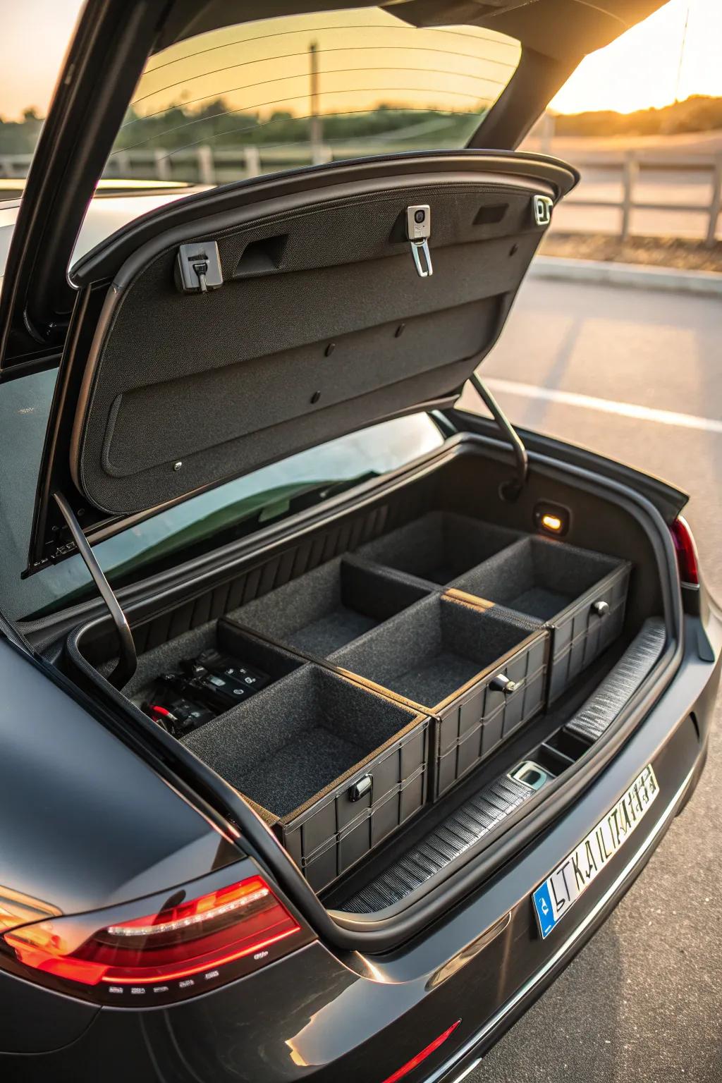 Transform your trunk with customizable partitions for ultimate convenience and style.