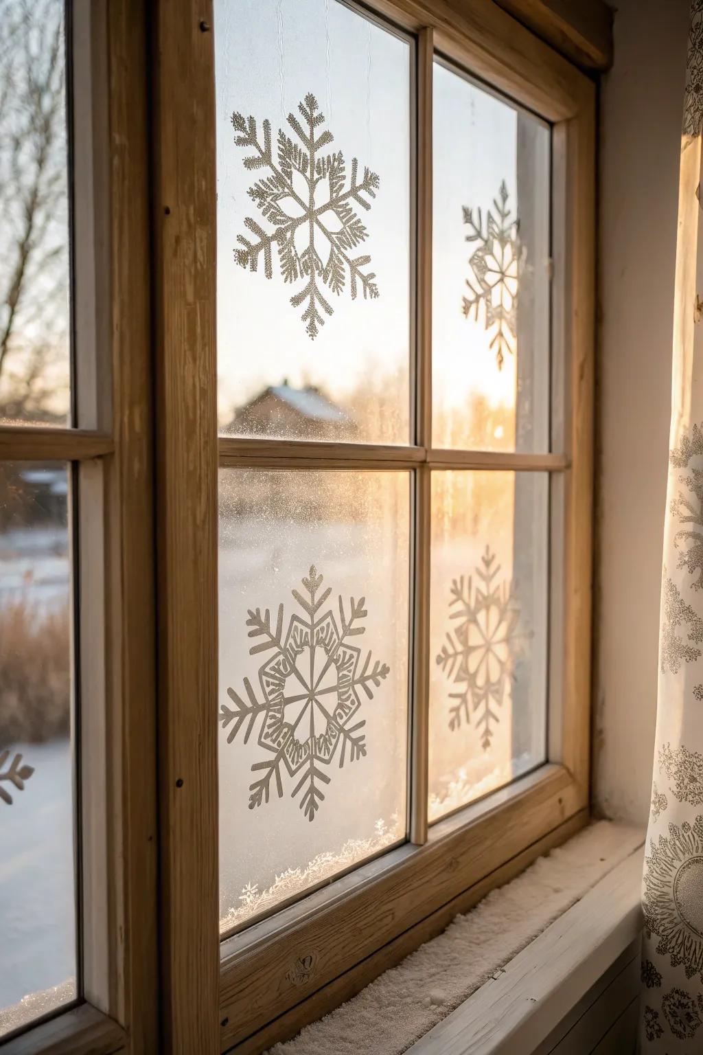 Transform your windows into a winter wonderland with DIY frosted glass patterns. Embrace simplicity and elegance this season.