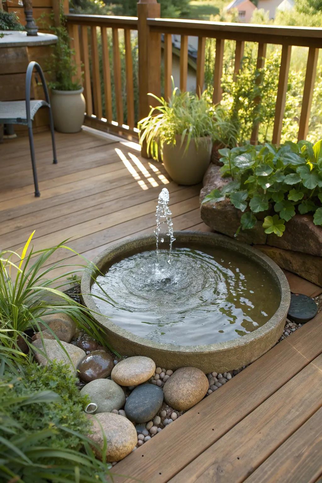 Transform your deck into a tranquil oasis with this DIY water feature.