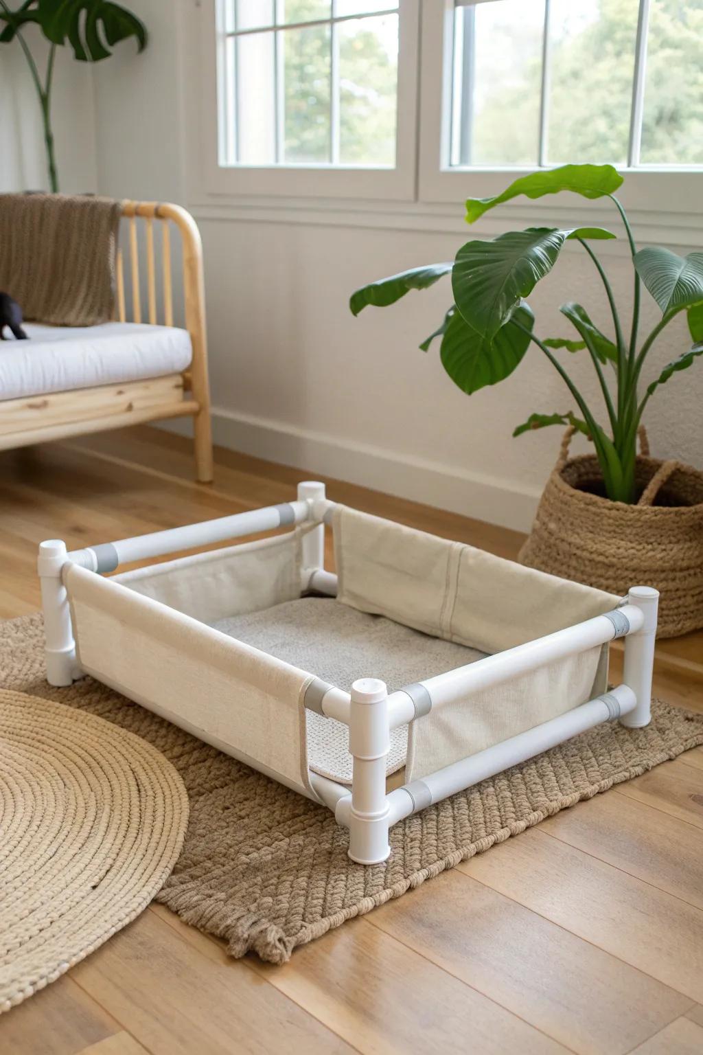 Elevate your pup's comfort with this chic, minimalist PVC pipe dog cot—where simplicity meets style.