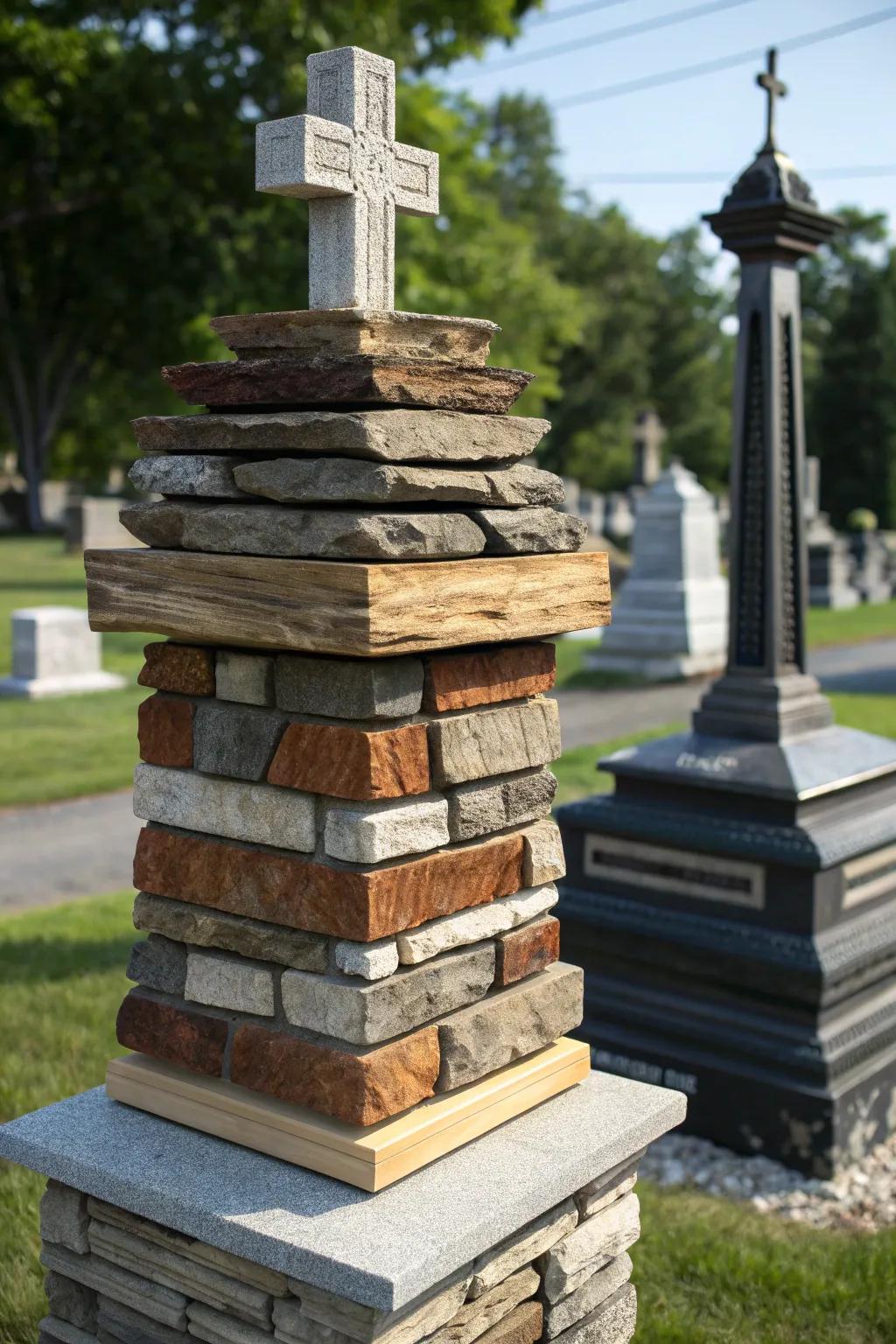 Explore the art of layering with this stunning multi-dimensional headstone design.