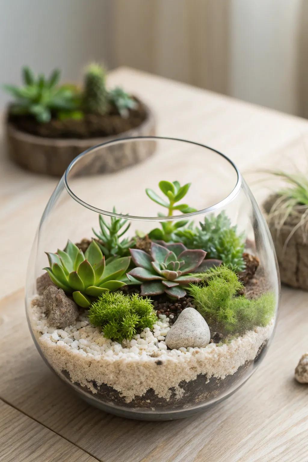 Bring the outdoors in with your own handmade terrarium—a perfect blend of nature and minimalist style.
