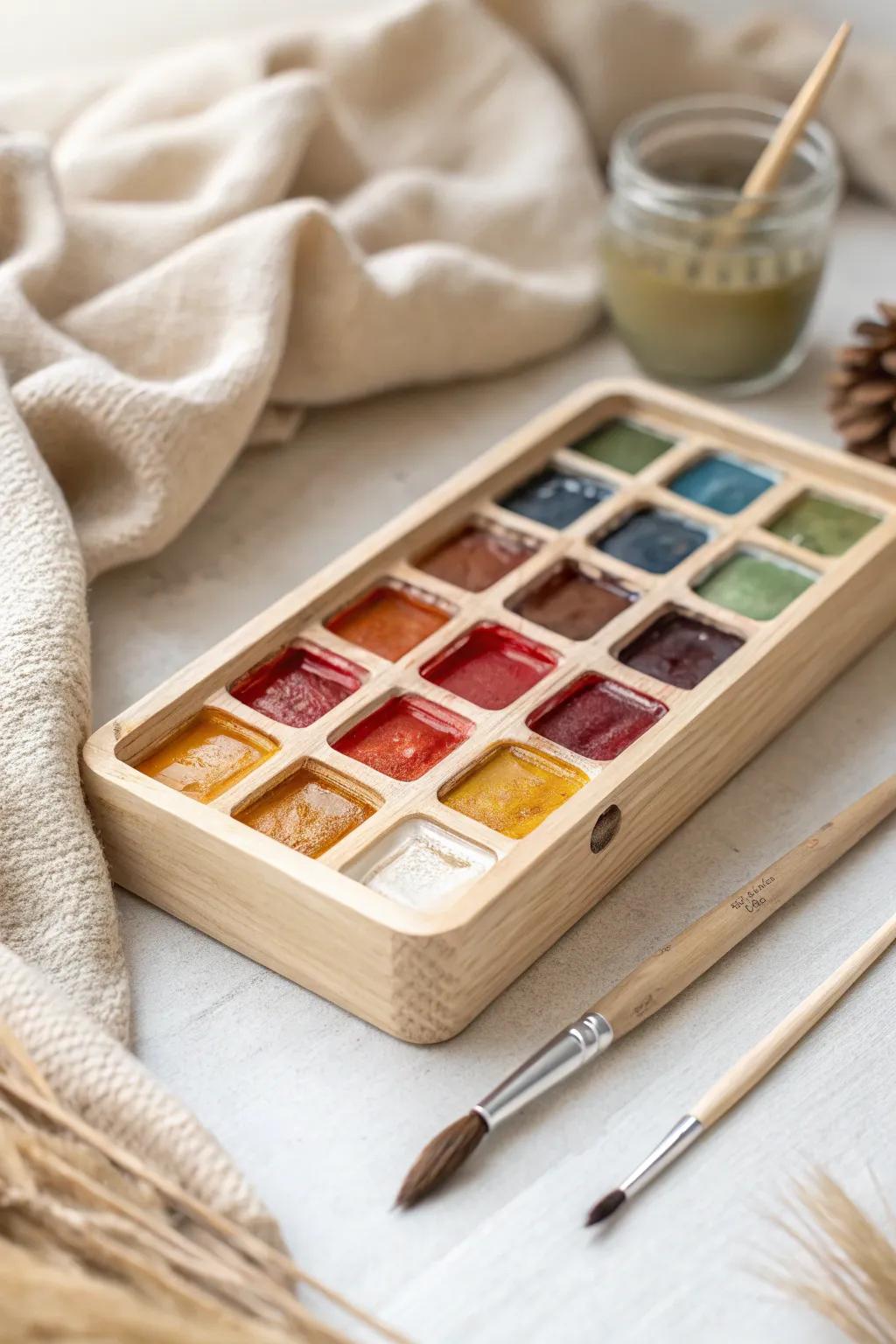 Transform your painting sessions with this chic DIY paint palette—beauty in simplicity and natural elegance.