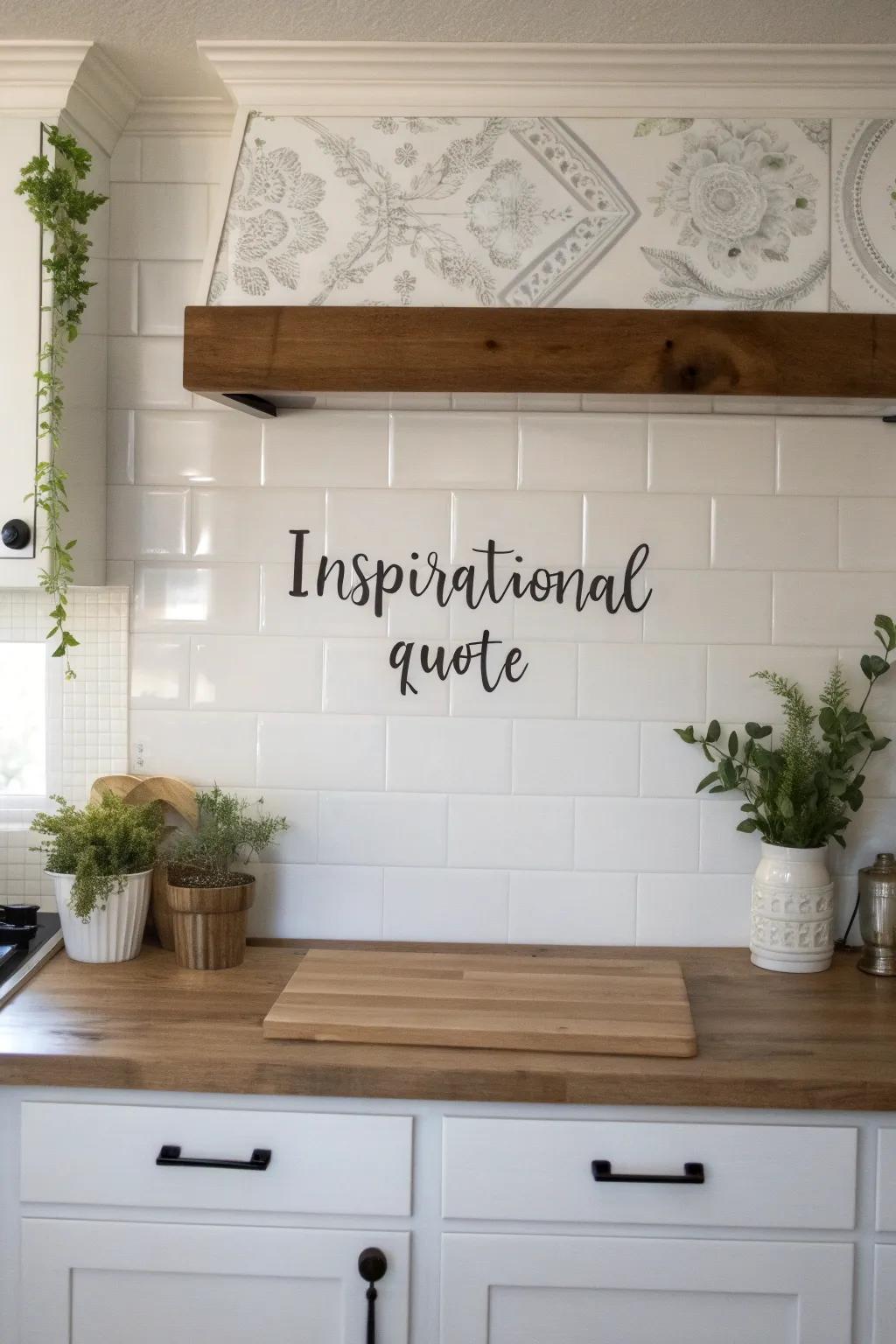 Transform your kitchen into a haven of inspiration with a personalized quote backsplash that speaks to your soul.