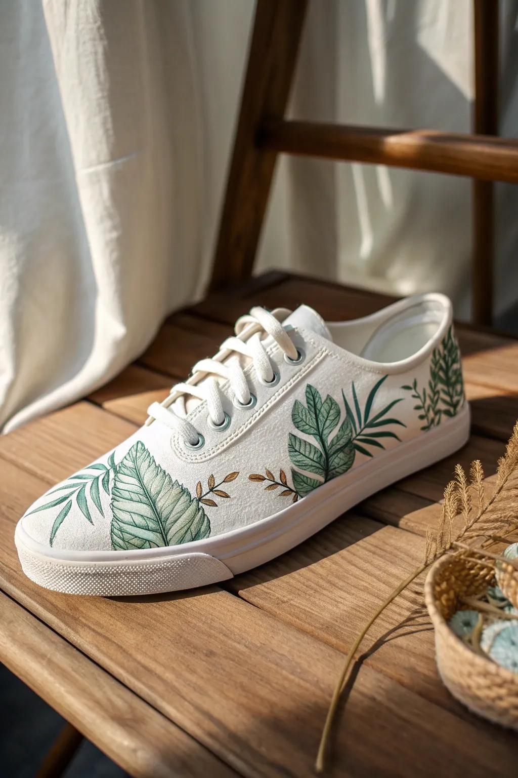 Step into a tropical getaway with every stride 🌿✨ #PalmLeafDesign #ScandiBoho