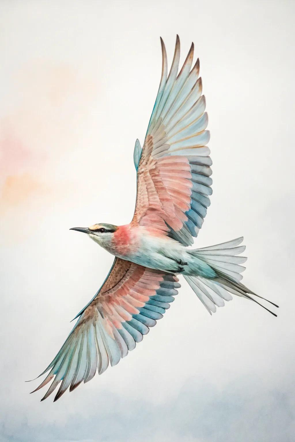 Embrace the beauty of freedom with this elegant bird painting in motion.