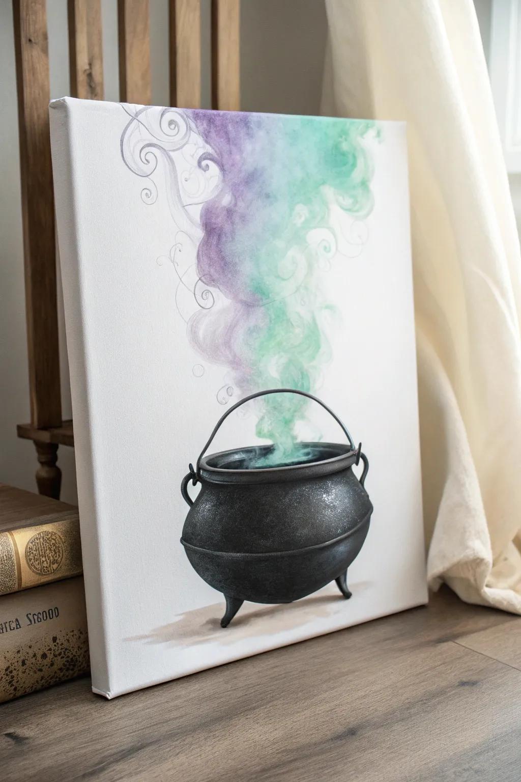 Enchant your space with the mystical allure of a bubbling cauldron painting, where simplicity meets magic.