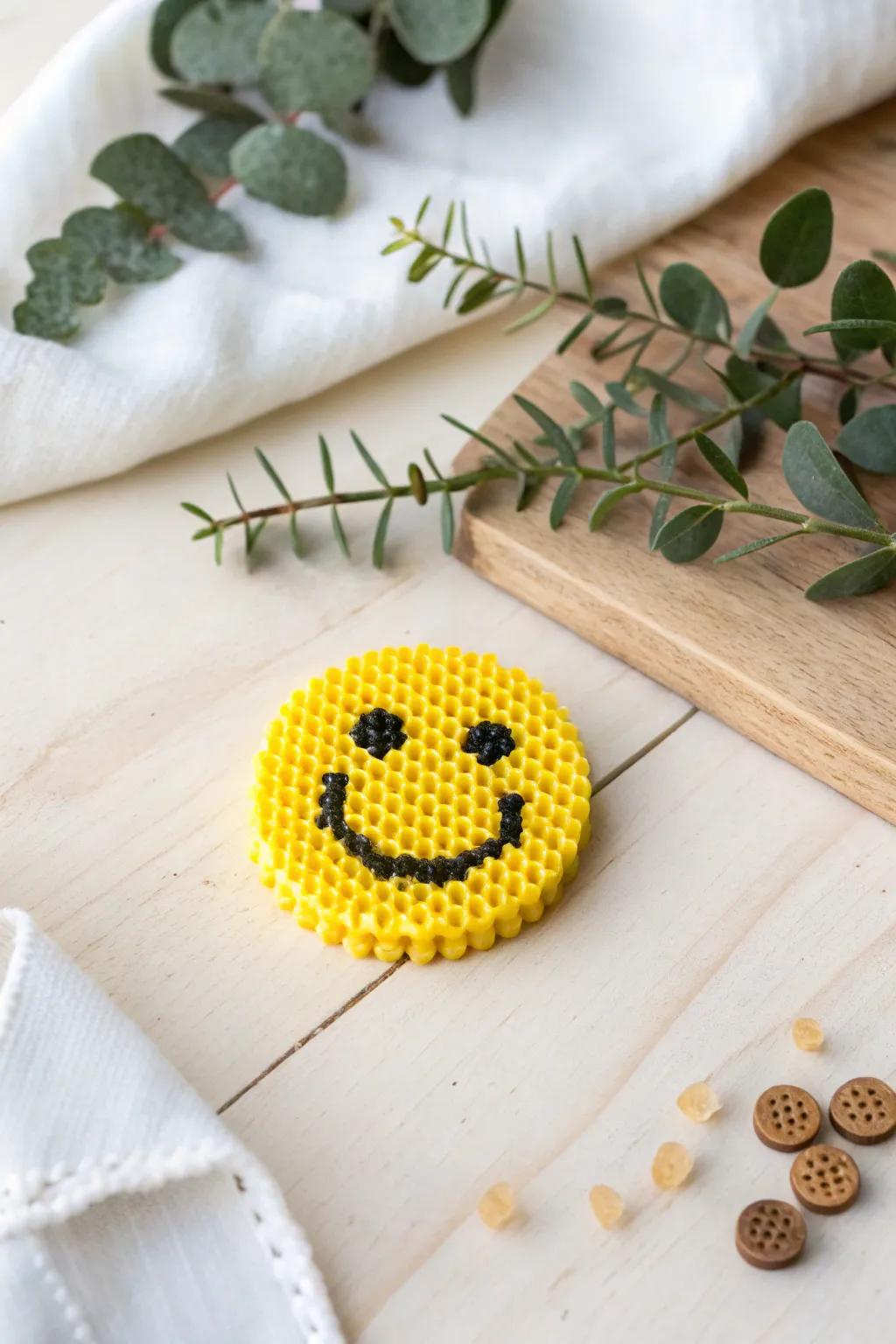 Craft your emotions with simple Perler bead emojis, adding charm to your space effortlessly!