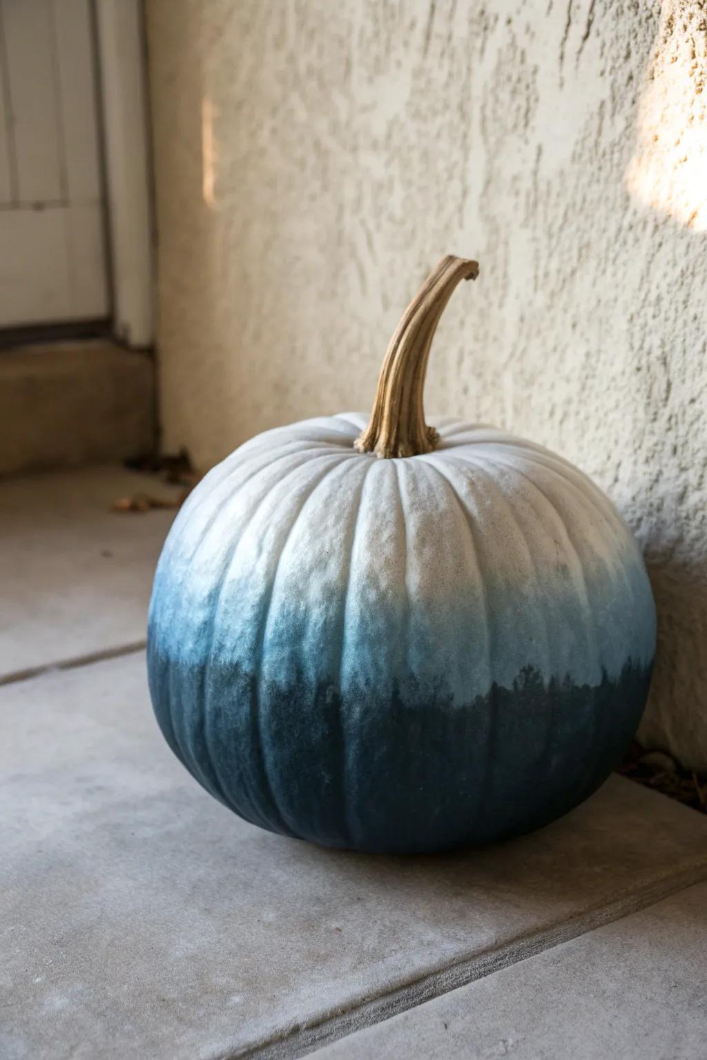 Transform your Halloween decor with this chic ombre pumpkin, blending modern elegance with a touch of eerie allure.
